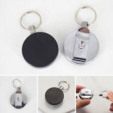 Heavy Duty Metal Chain Retractable Pull Key Ring Belt Clip ID Card Holder