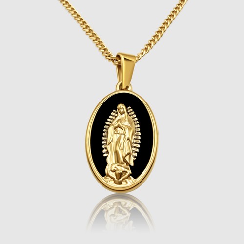 18k gold virgin mary - mary, black