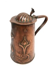 Antique Art Nouveau Joseph Sankey & Sons Copper Lidded Jug Pot c.1900