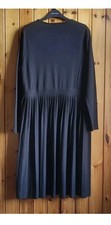 Jaeger Pleated Long Sleeve Dress Size UK 14 Colour Black