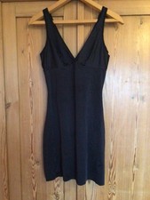 BLACK STRETCHY SILKY NIGHTIE M 14/16