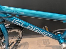 Islabike Cnoc 16 teal blue with mud guards and kickstand, kids' bike 