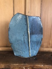 Whale Inspired Blue Studio Pottery Slim Vase