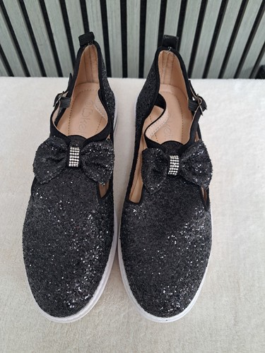 Ladies black glitter - ladies, platform