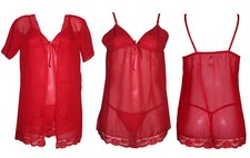 Women Sexy Red 3 Piece Kimono