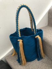 Blue Beige Top Handle Bucket