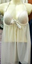 Size 34C,cream,preformed/underwired bra,georgette net/front opening babydoll