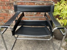 LE CORBUSIER BLACK LEATHER &  CHROME KNOLL WASSILY CHAIR  DESIGNED 1925 (Repo)  