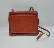 Brown East West Real Leather London Cross Body Bag with purse section