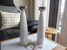 Candlesticks Anna Coluna Carrara Marble & Steel  Set In Silver