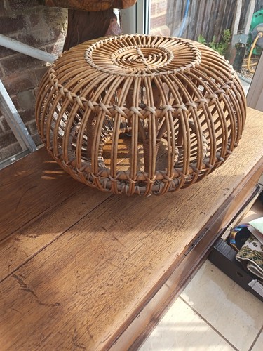Vintage bamboo rattan - rattan, pouffe