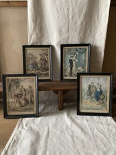 Set of 4 framed antique historical prints - c1915 /costume/vintagefashion