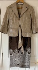 Linea Raffaelli Skirt Suit Beige Brown Floral Wedding UK Size 12: Size B:38