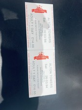 2 x Alton Towers Ticket Stubs. 1994. Used