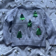 Girls Mini Boden Christmas Tree Jumper Age 6-7yr Old Sequin Detail