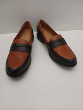 NEW - Hotter Dorset Leather Loafers in Tan and Blue Womens UK 9 Comfort Concept.
