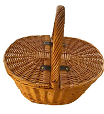 WICKER DOUBLE ENDED LID PICNIC BASKET with PACKING PEANUTS Presentation Hamper