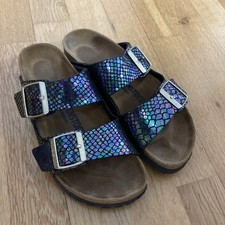 BIRKENSTOCK silver Sandals Mules Shoes, EU 37 UK 4 Preloved (N21)