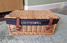 Alfred Button Hamper Christmas Picnic Basket Black Lining With Buckle Fastners