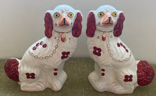 Pair of Arthur Wood Staffordshire Wally Mantle Dogs Tan White Gold -12 ins Tall