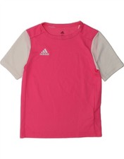 ADIDAS Girls T-Shirt Top 9-10 Years Small  Pink Colourblock Polyester UQ08