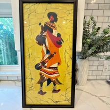 Vtg african batik textile wall - african,