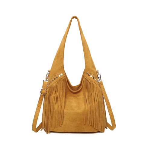 Ladies tassel hobo bag suede - ladies,
