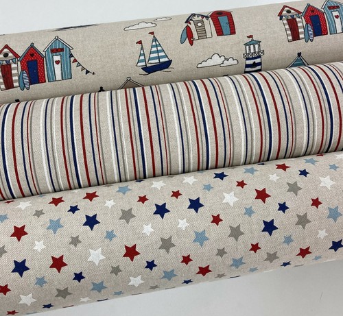 Nautical beach hut fabric - nautical,