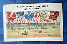 PAIGNTON Donald McGill Comic Postcard 1923 Paddling Legs Crab No 4382