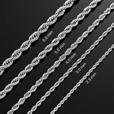 2-6mm Stainless Steel Chain 16" to 30 " Mens Womens Rope Chain Silver Necklace