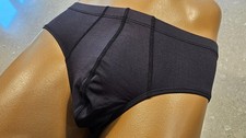 VINTAGE MENS POLYESTER MICROFIBER HIP BRIEF BLACK M NWOT