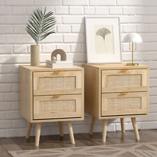 2PCS Rattan Bedside Table 2
