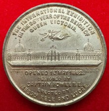 1862 International Exhibition Captain Fowke White Metal Medallion 41mm By Ottley