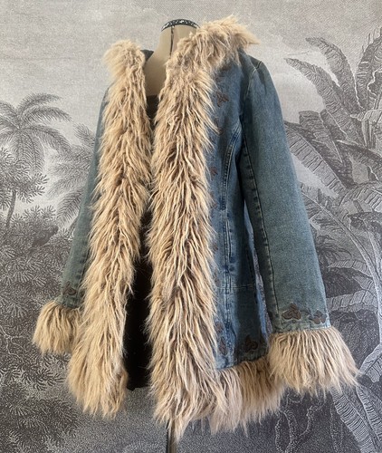 Rare vintage denim afghan coat - denim,
