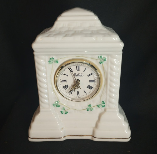 Belleek porcelain mantel clock - porcelain,