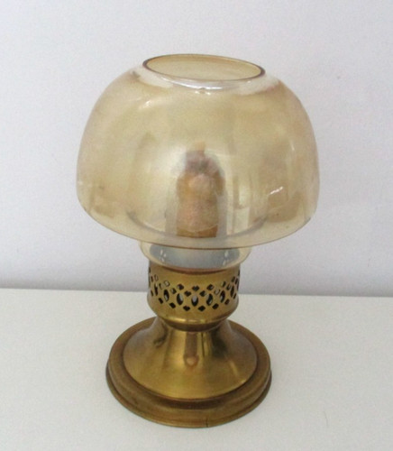 Candle lamp vintage brass - candle, 8"