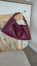 Soft Burgundy Red Leather Jocasi Mini Handbag/Grab bag with plaited handles