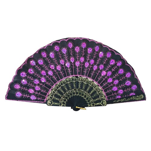 Peacock folding fan hand - peacock,