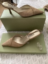 Dune Occasion Gold Suede Kitten Heel Shoes (37) And Matching Bag