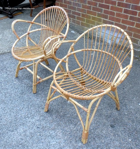 Pair vintage bamboo - , armchairs