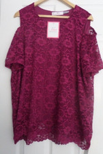 BRAND NEW JULIPA CERISE PINK OPEN SHOULDER LACE TOP SIZE 24