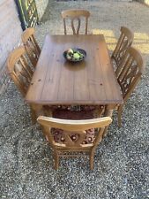 Antique pine Chunky Table 6 chairs country kitchen large vintage Dining Carver c