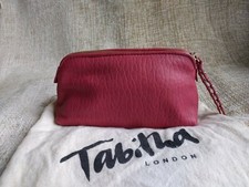 NEW Tabitha London Pink Sliver Studded Leather Clutch / Make-up Bag