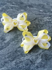Yellow White Girls Hair Bows