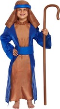 HENBRANDT Children's Blue and Brown Shepherd Costume for Boys, Christmas Fancy