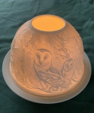 Barn Owl Tea Light Lampshade warm cozy sweet collectable Glow light Holder