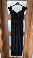 ASOS DESIGN Premium Black Lace And Pleat Bardot Maxi Dress - Size UK4 , BNWT