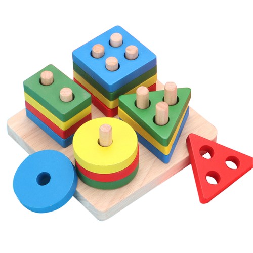 Wooden shape sorter pegs - 4,