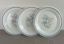 3 Vintage PYREX JAJ Blue Iris Side Pattern Plates Salad Floral 19 cm