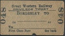 Railway ticket gwr privilege - ticket,